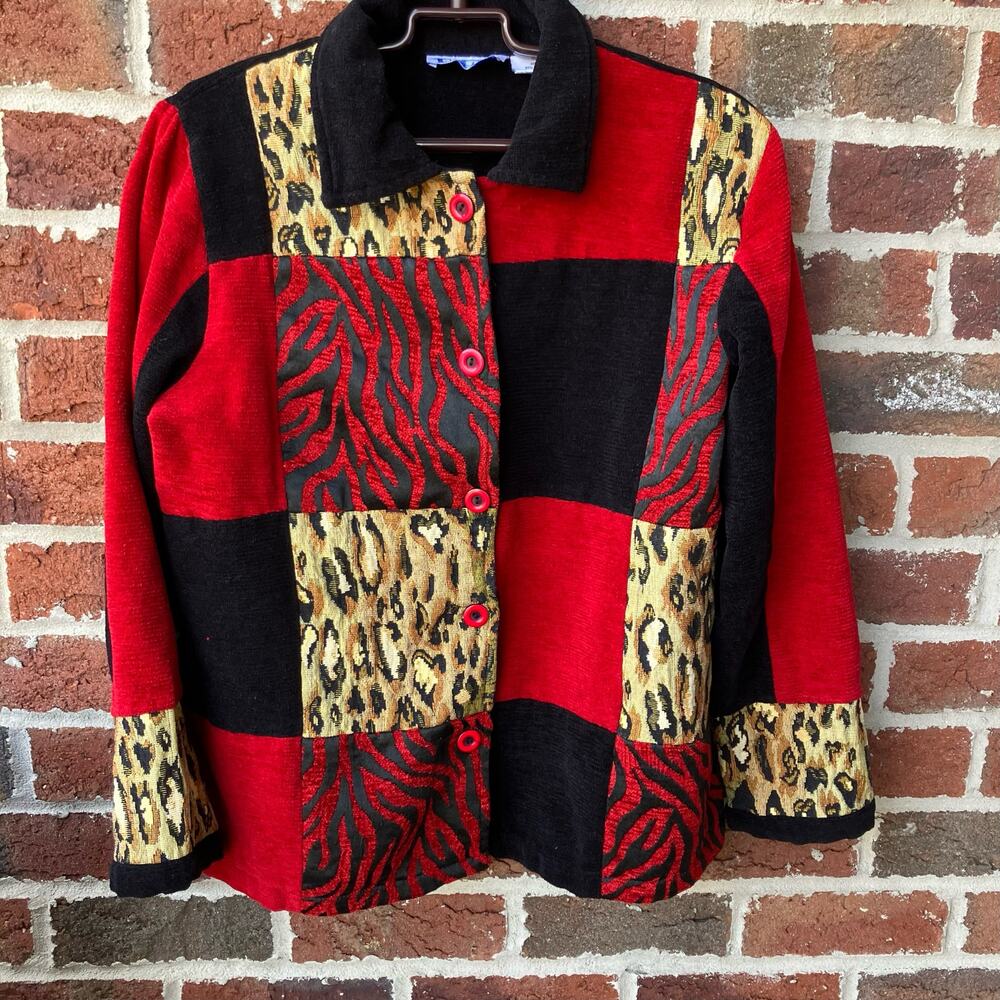 Vintage Patchwork Animal Print Chore Jacket  Womens Size XL